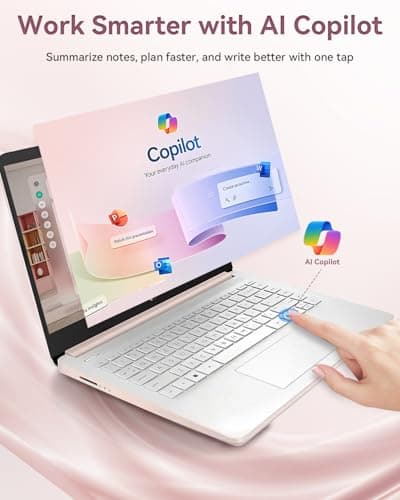 HP 14-inch Student Business Laptop – Intel N150 | Lightweight, AI Copilot Key for Study & Daily Use | 16GB RAM | 128GB UFS + 256GB MSD | w/Accessory Win 11 Pro + MS Office Lifetime | Pale Rose Gold