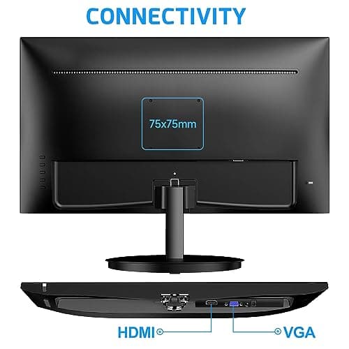 22 Inch Monitor with HDMI VGA Port, 1080P 75Hz Full HD VA LED Ultra Thin Bezel Display, Flicker-Free, Blue Light Filter, Built-in Speakers, Tilt Adjustment