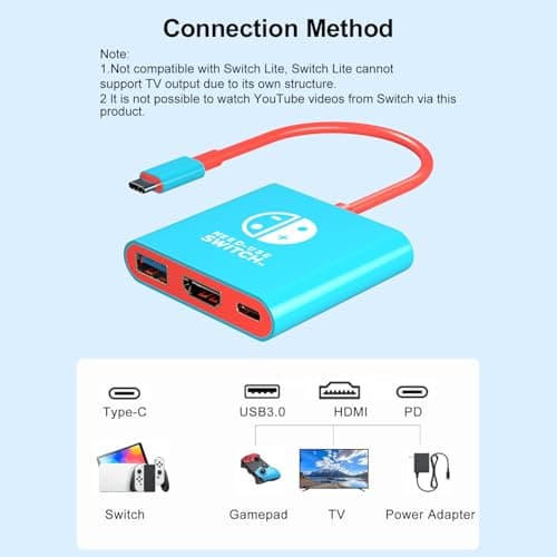 Switch Dock for Nintendo Switch Docking Station Portable Switch TV Adapter Support 4K/60HZ Switch TV Dock Mode Compatible Steam Deck Nintendo Switch OLED Switch Travel Dock with HDMI2.0 USB3.0 Port