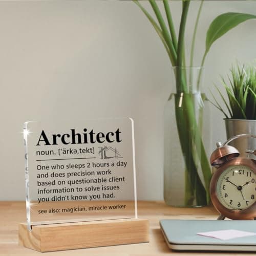 Architect Gifts for Men Women, Funny Architecture Architectural Engineering Gifts, Architect Definition Clear Desk Decorative Sign Office Home Acrylic Decor