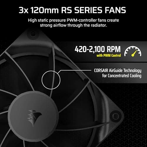 CORSAIR Nautilus 360 RS Liquid CPU Cooler – 360mm AIO – Low-Noise – Direct Motherboard Connection – Daisy-Chain – Intel LGA 1851/1700, AMD AM5/AM4 – 3X RS120 Fans Included – Black