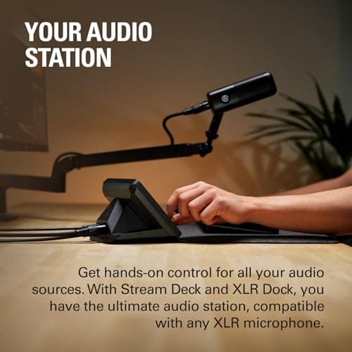 Elgato Stream Deck + XLR - Audio Mixer & Controller, Rear XLR-to-USB Mic Interface, Compatible with any Mic for Podcasting, Streaming, Content Creators, dials and LCD keys, PC/Mac