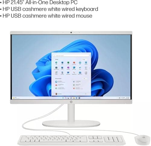 HP All-in-One Desktop PC, 21.5" FHD Display, 16GB RAM, 1TB SSD, Intel Celeron J4025, Webcam, WiFi 6, HDMI, Windows 11 Pro, with Microsoft Office Lifetime License