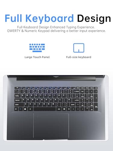 18.5 inch Laptop Computer with Intel N150 Quad-Core Processor(up to 3.6GHz),8000 mAh Battery,16GB DDR4 RAM 512GB SSD,WiFi 5, Type C,2025 Full HD IPS Display Laptops for Work Business Office Student