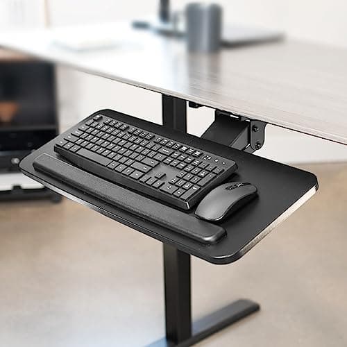 VIVO Adjustable Computer Keyboard & Mouse Platform Tray Ergonomic Under Table Desk Mount Drawer Underdesk Shelf (MOUNT-KB03B)