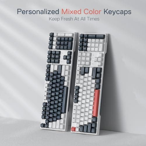 Redragon K668 RGB Gaming Keyboard, 108 Keys Wired Mechanical Keyboard w/Extra 4 Hotkeys, Sound Absorbing Foams, Upgraded Hot-swappable Socket, Mixed Color Keycaps x 2 Sets, Red Switch