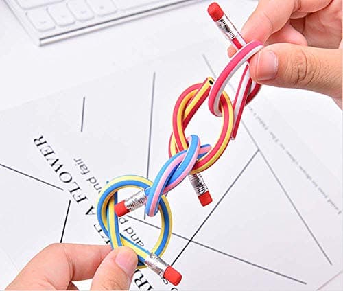 Flexible Bendy Pencil, 35 PCS Flexible Soft Pencil Colorful Stripe Soft Pencils with Eraser as Gift for Students or Children