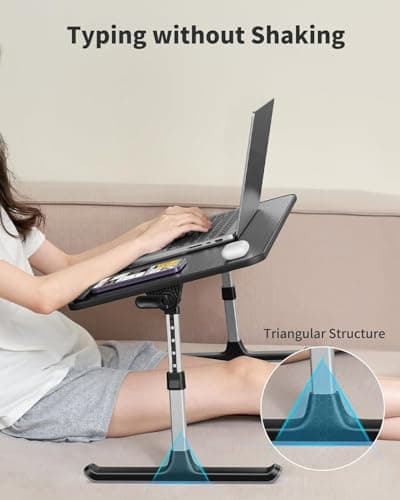 SAIJI Height & Angle Adjustable Laptop Stand for Bed, Lap Desk Bed Tray Table, Light Weight Foldable Portable Laptop Table for Couch Sofa Chair Floor Desk for Adults, Kids (Black)