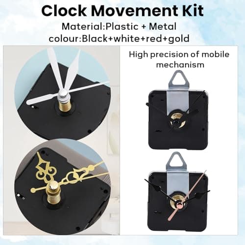 5 Pcs Clock Movement Mechanism Parts Silence Quartz DIY Wall Clock with 7 Different Pairs Clock Hands Replacement Kit