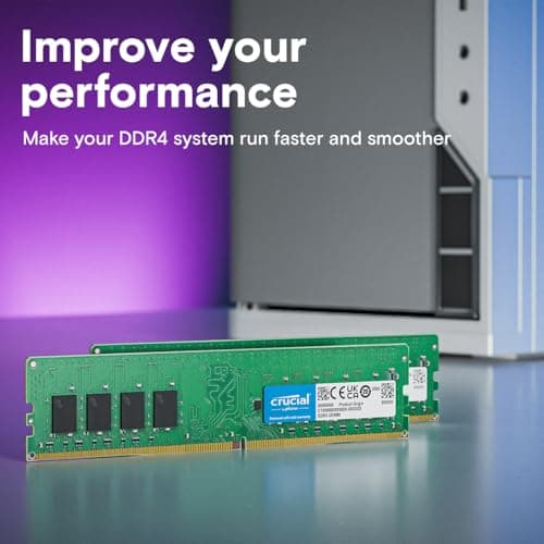 Crucial 16GB DDR4 RAM, 3200MHz (PC4-25600) CL22 Desktop Memory, UDIMM 288-Pin, Downclockable to 2933/2666MHz, Compatible with Intel and AMD Ryzen - CT16G4DFRA32A