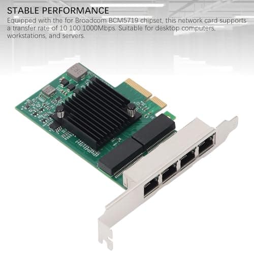 PCIe X4 Gigabit Network Card, 4 Port 1000Mbps Ethernet Adapter, for Desktop PC, Workstation, Server with 8 LED Indicators, Supports Wins Server, VMware ESX