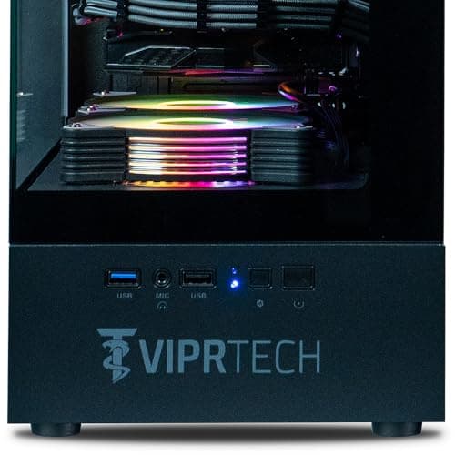 ViprTech Stryker 3.0 Liquid-Cooled PC - AMD Ryzen 7 (4.1GHz Turbo), RTX 3060 12GB, 32GB DDR4 3200, 1TB NVMe SSD, 700W PSU, WiFi BT, Win 11 Pro, RGB, Gaming Desktop Computer Prebuilt, Black
