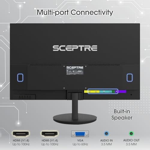 Sceptre E275W-19203R 27 inch1080P LED Monitor 99% sRGB 2X HDMI VGA Build-In Speakers, Machine Black (E275W-19203R series)