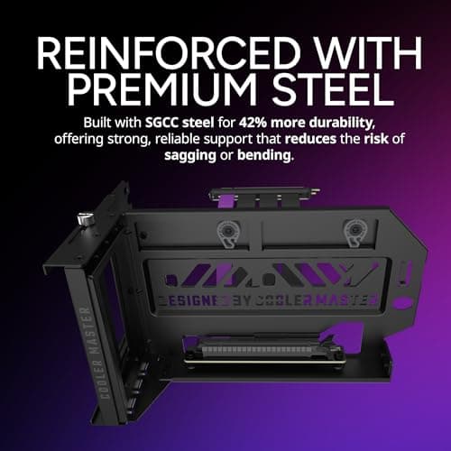 Cooler Master MasterAccessory Vertical GPU Card Holder Kit V3 Black, Premium Riser Cable PCI-E 4.0 x16-165mm, PCIe 3.0 Compatible, Adjustable Length for E-ATX|ATX|Micro ATX Case (MCA-U000R-KFVK03)