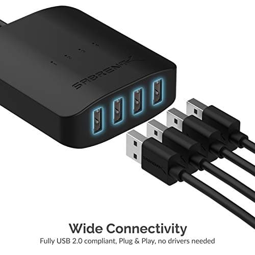 SABRENT USB 2.0 Sharing Switch up to 4 Computers and Peripherals LED Device Indicators (USB-USS4) Black