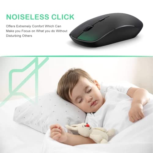 JOYACCESS Wireless Mouse, 2.4G Portable Slim Silent Computer Mouse Wireless with USB Nano Receiver, 2400 DPI, for Notebook, Laptop, PC - Black
