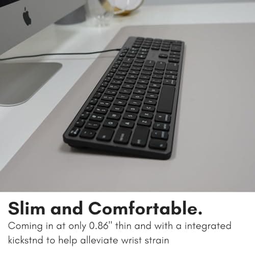 Macally Backlit Mac Keyboard - Quiet, Sleek, and Functional - 3 Brightness Levels, 107 Keys, 5ft USB Wired - Apple Keyboard - Backlit Wired for Mac, iMac, MacBook Pro/Air - Space Gray