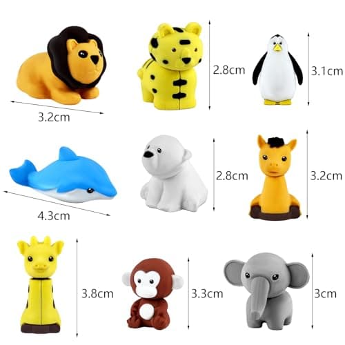 60Pcs Animal Erasers Desk Pets for Kids Animal Pencil Erasers Bulk Puzzle Eraser Toys Gifts for Classroom Prizes,Game Reward,Treasure Box,Easter Egg Fillers,Goodie Bag Stuffers,Party Favors
