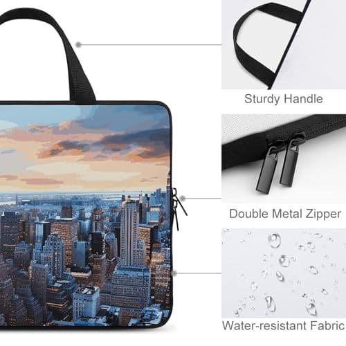 New York City Skyline Laptop Sleeve Ultra-Thin, Waterproof 10inch Laptop Bags, Portable Protective Computer Bag with Hand Strap