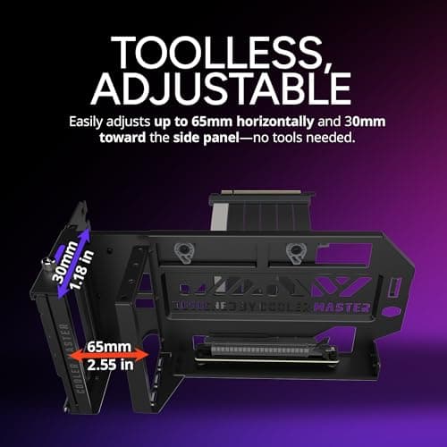 Cooler Master MasterAccessory Vertical GPU Card Holder Kit V3 Black, Premium Riser Cable PCI-E 4.0 x16-165mm, PCIe 3.0 Compatible, Adjustable Length for E-ATX|ATX|Micro ATX Case (MCA-U000R-KFVK03)