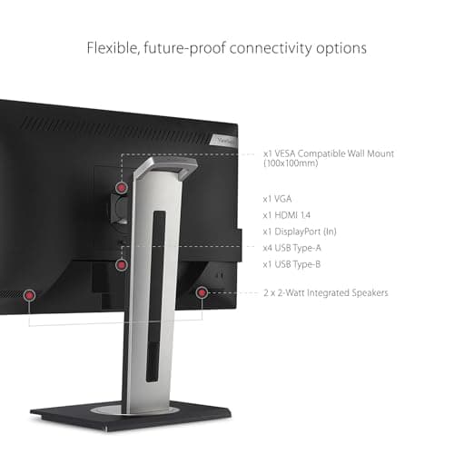 ViewSonic VG2448A 24 Inch IPS 1080p Ergonomic Monitor with Ultra-Thin Bezels, HDMI, DisplayPort, USB, VGA, and 40 Degree Tilt for Home and Office