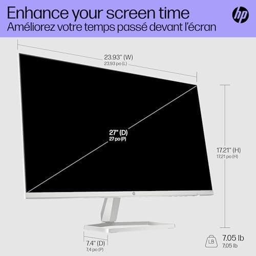 HP Series 5 27 inch FHD Monitor, Full HD Display (1920 x 1080), IPS Panel, 99% sRGB, 1500:1 Contrast Ratio, 300 nits, Eye Ease with Eyesafe Certification, 527sw (2024)