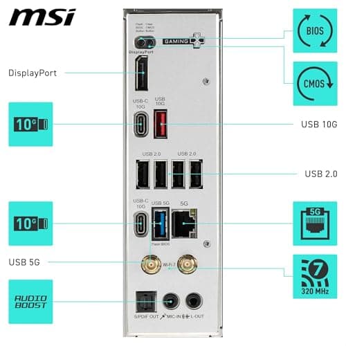 msi B850 Gaming Plus WiFi Motherboard, ATX - Supports AMD Ryzen 9000/8000 / 7000 Processors, AM5 - DDR5 Memory Boost 8200+ MT/s (OC), PCIe 5.0 x16 & 4.0 x16, M.2 Gen5, Wi-Fi 7, 5G LAN