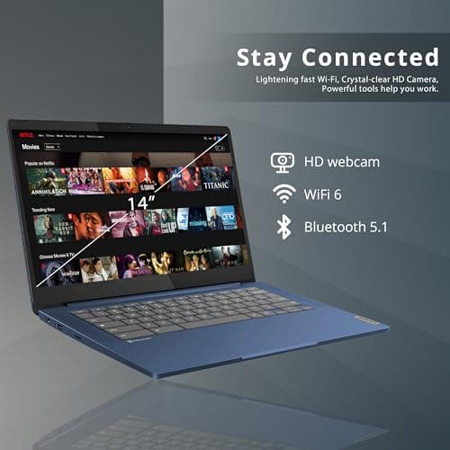 Lenovo IdeaPad Slim 3 Chromebook, 14″ FHD IPS Anti-Glare Touchscreen, MediaTek Kompanio 520, 4GB LPDDR4X, 224GB Storage(64GB eMMC+160GB Docking Station Set), Webcam, WiFi 6, Chrome OS, Blue
