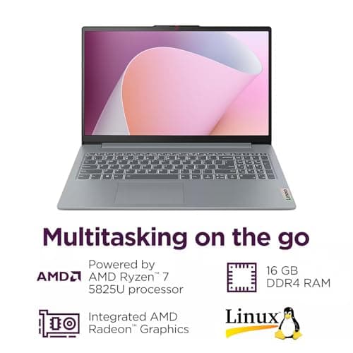 Lenovo IdeaPad Slim 3 Linux Laptop, 15.6" FHD Touchscreen Laptop, 8-Core AMD Ryzen 7 5825U, 16GB RAM, 512GB SSD, Keypad, SD Card Reader, Stylus Pen + External Portable SSD + USB Hub, Linux Ubuntu OS