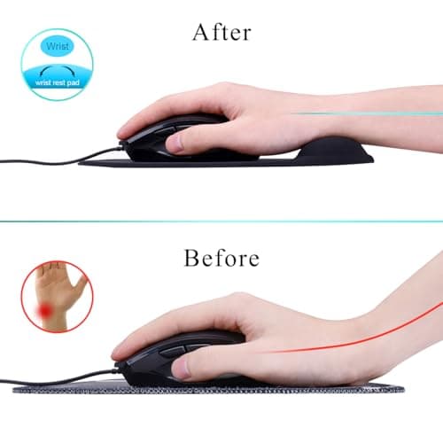 JIKIOU Mouse Pad, 2 Pack Ergonomic Mouse Pads with Comfortable Gel Wrist Rest Support and Smooth Cloth, Non-Slip PU Base for Easy Typing Pain Relief Durable and Easy to Clean Small Black