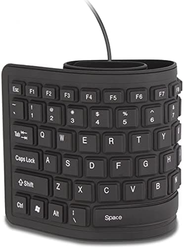 sungwoo Foldable Silicone Keyboard USB Wired Waterproof Rollup Keyboard for PC Notebook Laptop (All Black)