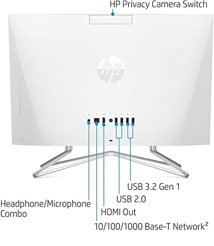 HP 2022 All-in-One Desktop, 21.5" FHD Display, Intel Celeron J4025 Processor, 8GB RAM, 256GB PCIe SSD, Webcam, WiFi, HDMI, RJ-45, Wired Keyboard&Mouse, Windows 11 Home, White
