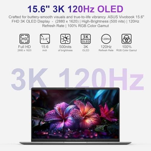 ASUS Vivobook S 15 Laptop, 15.6" 3K 120Hz OLED Display, 16-Cores Ultra 7 155H, Intel Arc Graphics, 16GB RAM, 1TB SSD, RGB Backlit KB, WiFi 6E, Thunderbolt 4, with Lifetime Office, Win 11 Pro
