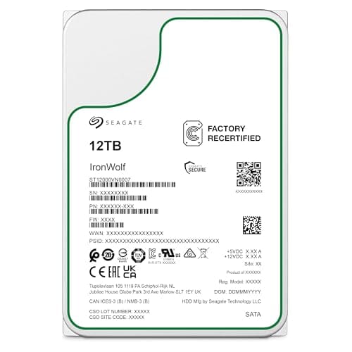 Seagate (Recertified) 12TB IronWolf NAS SATA Hard Drive 6Gb/s 256MB Cache 3.5-Inch Internal Hard Drive for NAS Servers, Personal Cloud Storage (ST12000VN0007)