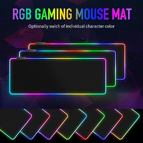 Large RGB Gaming Mouse Pad -15 Light Modes Touch Control Extended Soft Computer Keyboard Mat Non-Slip Rubber Base for Gamer Esports Pros 31.5X11.8