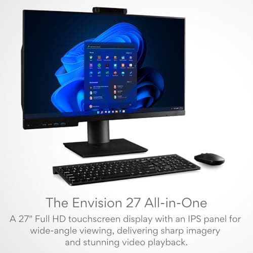 Envision 27" All-in-One Touchscreen Desktop (24-Core Intel i9-14900, 64GB RAM, 4TB NVME, WiFi 6 + BT, Windows 11 Pro, Web Cam, Type-C, Card Reader, DVD-RW, FHD, HDMI, KB/M - Business AIO Computer PC