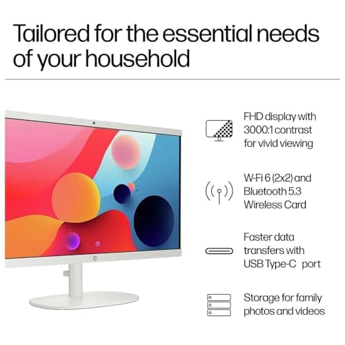 HP 22" All-in-One Desktop Computer for Home and School, Intel Quad-Core Processor (Beat i3-1110G4), FHD Display, 32GB DDR5 RAM, 640GB Storage, WiFi 6, Bluetooth, Business AIO, Windows 11 Pro(Renewed)