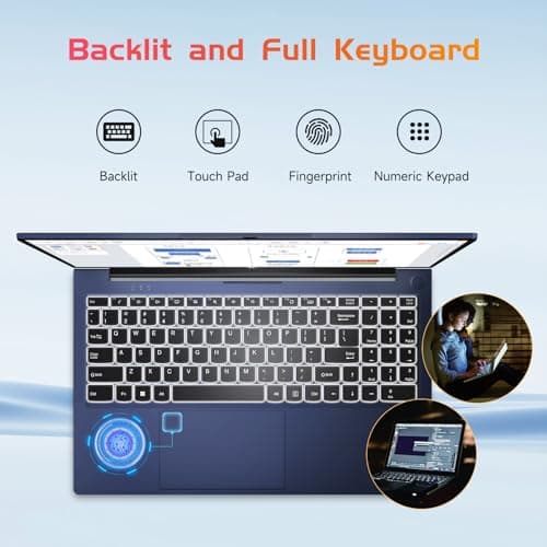NIMO 15.6 IPS-FHD-Laptop, Intel Pentium 4 Cores N100 8GB RAM 256GB SSD Backlit Keyboard Fingerprint (Beat to i3-1115G4 Up to 3.4GHz) Computer for Student-Home WiFi 6 BT5.2 Win 11
