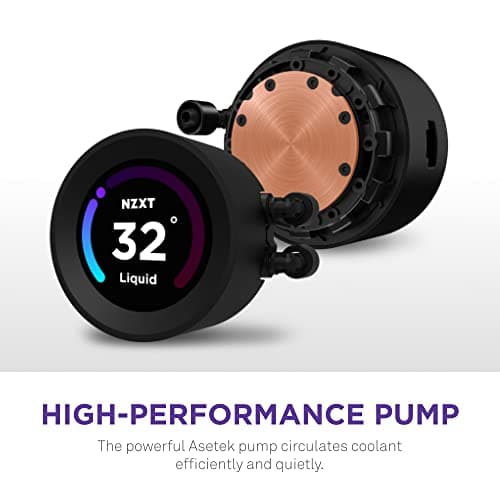 NZXT Kraken Elite 240 - RL-KN24E-B1 - 240mm AIO CPU Liquid Cooler - Customizable 2.36" LCD Display for Images, Performance Metrics and More - High-Performance Pump - 2 x F120P Fans - Black