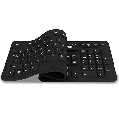 Sungwoo Foldable Silicone USB Wired Standard Waterproof Rollup Keyboard for PC Notebook Laptop, Full Size (Black)