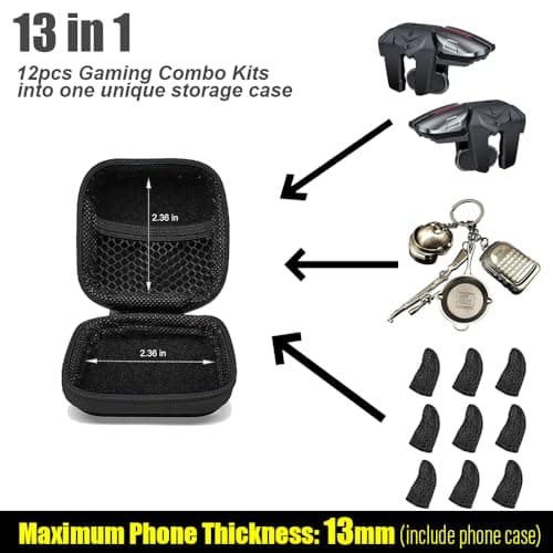 13 in 1 PUBG Mobile Triggers Combo, L2R2 4 Triggers Mobile Phone Controller for PUBG/Fortnite/Call of Duty/Rules of Survival, Aim & Fire Trigger for iPhone & Android Phones
