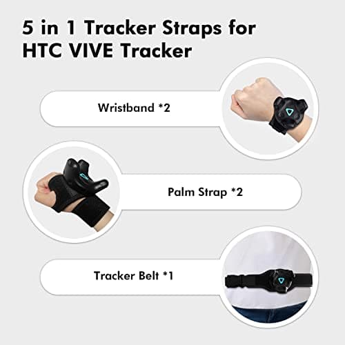 AMVR 5 Pcs VR Tracker Straps Accessories for HTC Vive 3.0, Adjustable Full Body Tracking Belts VR Hand/Foot Band Strap(1 Tracker Belt + 2 Palm Rings + 2 Foot Strings, Vive Tracker NOT Included)