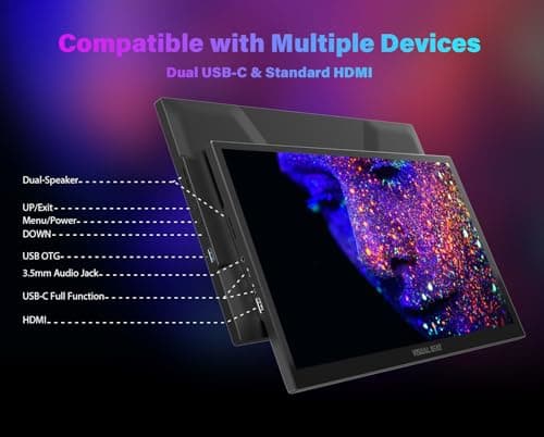 17.3'' 4K Portable Touchscreen Monitor, UHD 500Nits 100% AdobeRGB IPS HDR Travel Display, USB, Type-C & HDMI, Dual Speakers, VESA & Smart Cover - for Laptop PC Phone PS4/5 Xbox etc.