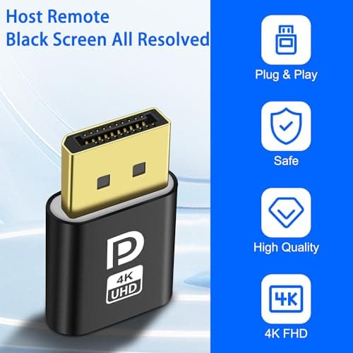 MEIRIYFA Display Port Headless Ghost Display Emulator, 4K Displayport Dummy Plug EDID Emulator Virtual Display Adapter for Crypto Mining, Remote Servers, Virtual Desktops (2Pcs)