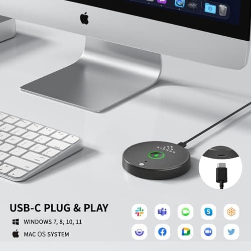 AIRHUG USB Microphone No Speaker,Desktop Computer Mic, Mute Button with LED Indicator,AI Noise Reduction,Plug & Play Omnidirectional Condenser PC Laptop Mics,for Online Calls/Class/Recording Video