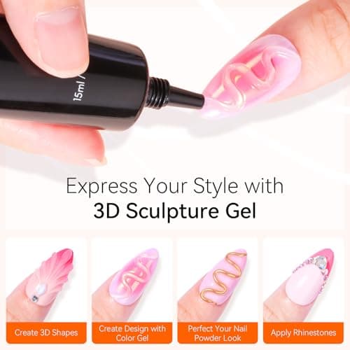 Makartt 3D Nail Art Gel 2 Pcs 15g DIY No Wipe 3D Molding Gel for Nails Decoration, Manicure Sculpture Nails