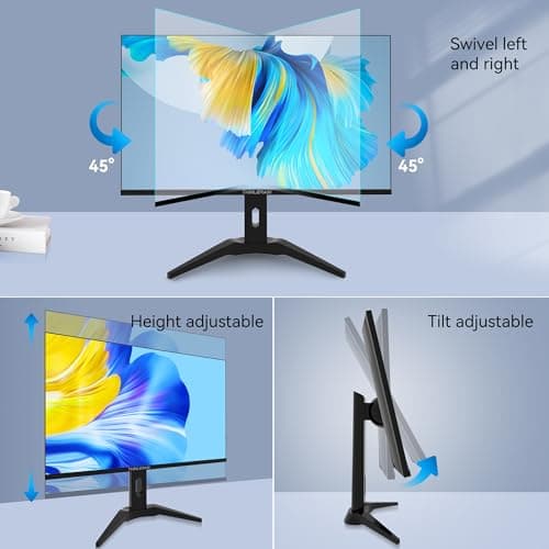 23.8 inch Computer Monitor 1920x1080 Vertical PC Monitor with HDMI VGA AV BNC USB Ports, Multi-Function Stand, VESA, Display Frameless Build-in Speakers for Office Home