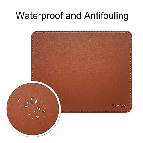 Leather Mouse Pad - Wood Mouse Pad, Double Side Mouse Pad with Stitched Edge, Waterproof Ultra Thin Mouse Pad for Computers, Laptop, Office & Home, 10.2 x 8.3 Inch, 1 Pack (Brown)