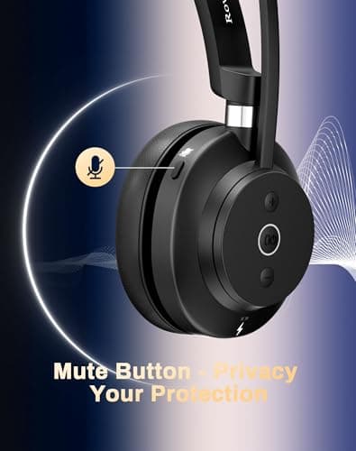 Bluetooth Wireless Headset with Mic for Work, Bluetooth 5.3, Advanced Noise Reduction Microphone, Clear Calls - Comfortable Over-Ear Headphones for PC, Laptop, iPhone, Android, Zoom, Office