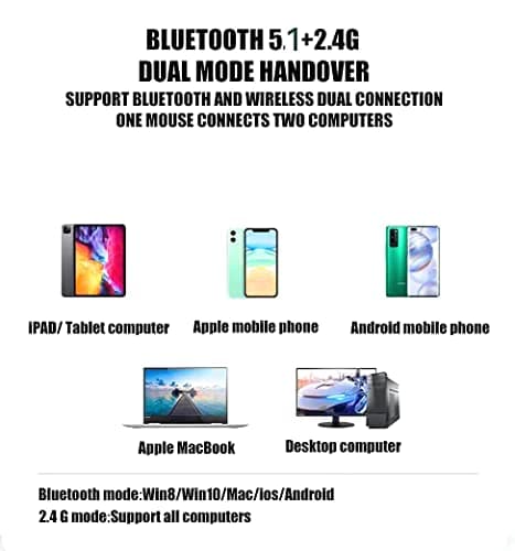 Bluetooth Wireless Mouse for Laptop mac MacBook ipad MacBook air MacBook pro pc Desktop Computer Windows Chromebook Notebook (Silver)